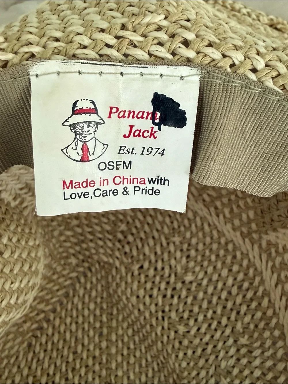 Panama Jack Natural Straw Sun Hat with Tan Trim‎